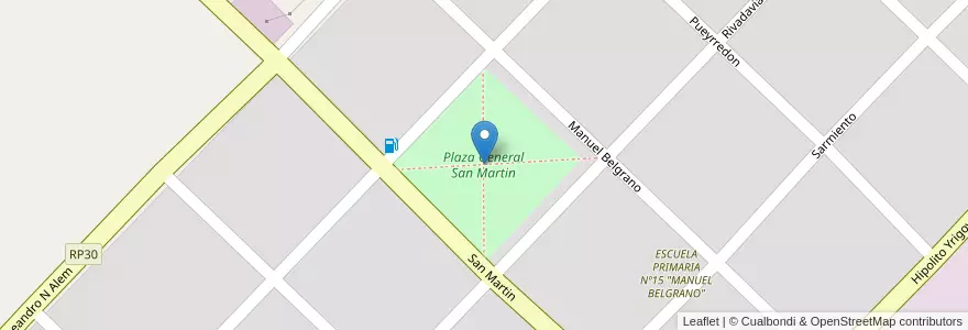 Mapa de ubicacion de Plaza General San Martin en Argentina, Buenos Aires, Partido De Lobería.
