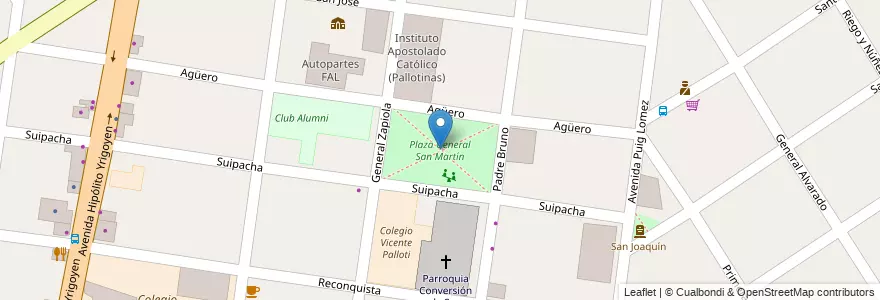Mapa de ubicacion de Plaza General San Martín en アルゼンチン, ブエノスアイレス州, Partido De Lomas De Zamora, Turdera.