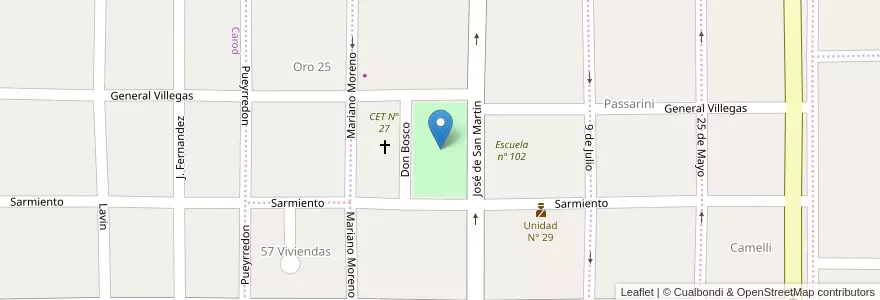Mapa de ubicacion de Plaza General San Martín en アルゼンチン, チリ, リオネグロ州, Municipio De General Fernández Oro, Departamento General Roca, Fernández Oro.