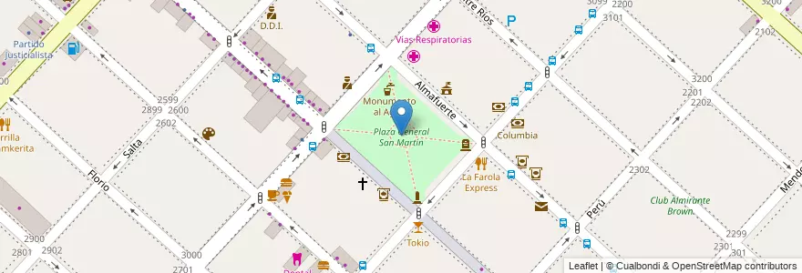 Mapa de ubicacion de Plaza General San Martín en Argentinië, Buenos Aires, Partido De La Matanza, San Justo.