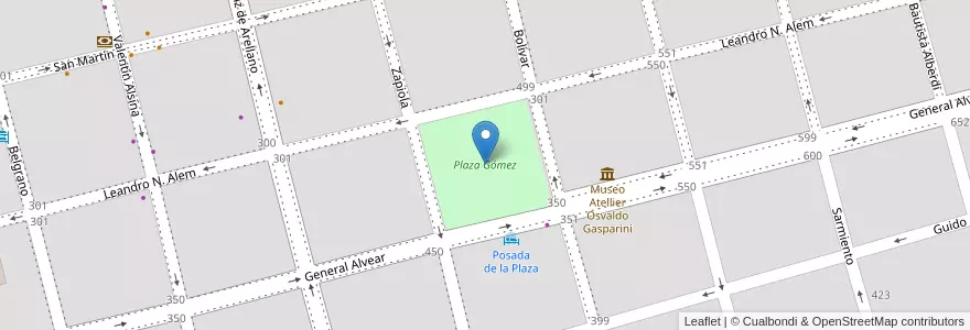 Mapa de ubicacion de Plaza Gómez en الأرجنتين, بوينس آيرس, Partido De San Antonio De Areco, San Antonio De Areco.