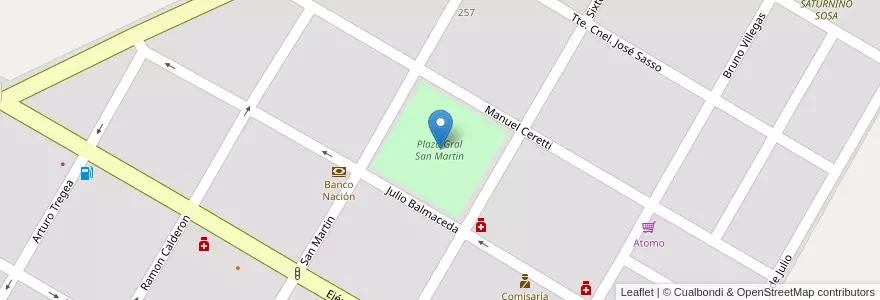 Mapa de ubicacion de Plaza Gral San Martin en Аргентина, Чили, Мендоса, Departamento San Carlos, Distrito La Consulta.