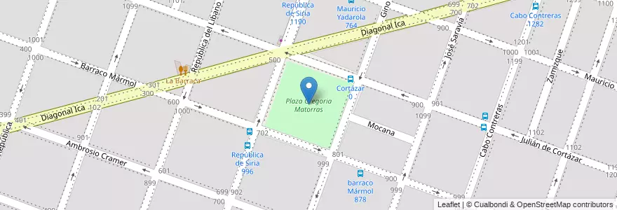 Mapa de ubicacion de Plaza Gregoria Matorras en Argentinië, Córdoba, Departamento Capital, Pedanía Capital, Córdoba, Municipio De Córdoba.