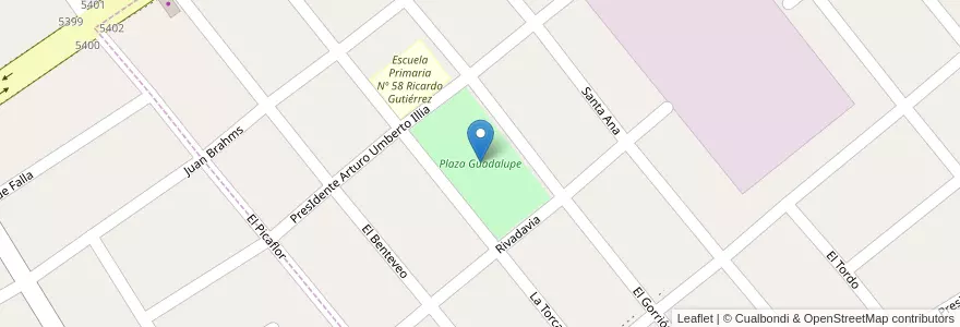 Mapa de ubicacion de Plaza Guadalupe en Argentinië, Buenos Aires, Partido De Almirante Brown, Rafael Calzada, San Francisco Solano.