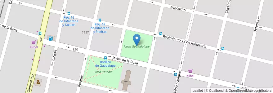Mapa de ubicacion de Plaza Gualadalupe en الأرجنتين, سانتا في, إدارة العاصمة, سانتا في العاصمة, سانتا في.
