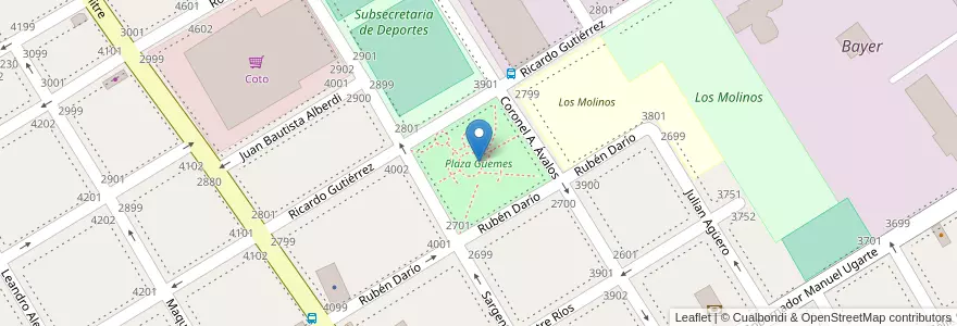 Mapa de ubicacion de Plaza Güemes en Argentinië, Buenos Aires, Partido De Vicente López, Vicente López.