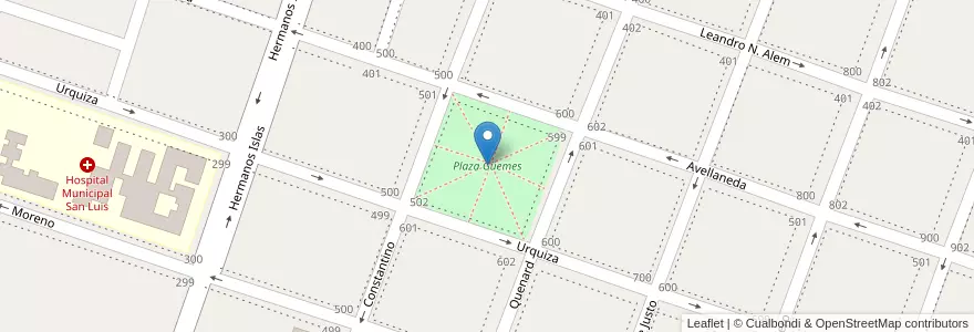 Mapa de ubicacion de Plaza Güemes en 아르헨티나, 부에노스아이레스주, Partido De Bragado, Bragado.
