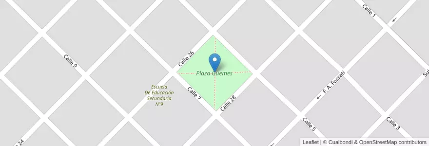 Mapa de ubicacion de Plaza Güemes en 阿根廷, 布宜诺斯艾利斯省, Partido De Balcarce.