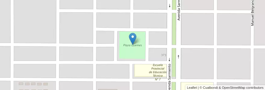 Mapa de ubicacion de Plaza Guemes en Arjantin, La Pampa, Departamento Chapaleufú, Municipio De Intendente Alvear, Intendente Alvear.