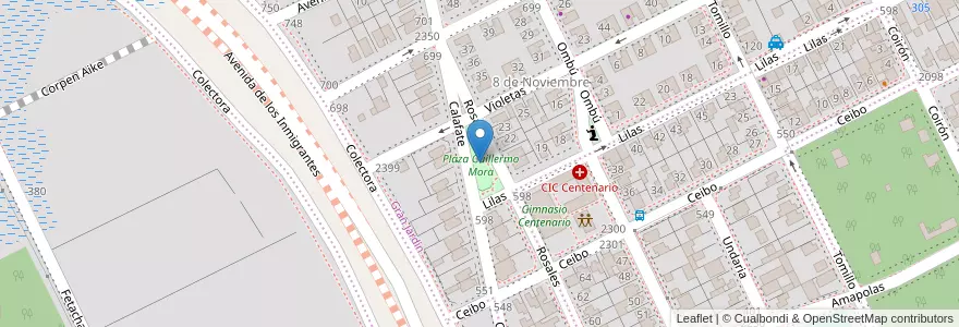 Mapa de ubicacion de Plaza Guillermo Mora en アルゼンチン, チリ, サンタクルス州, Humedal, Deseado, Caleta Olivia.