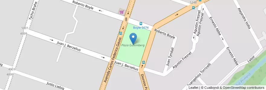 Mapa de ubicacion de Plaza Gutemberg en アルゼンチン, コルドバ州, Departamento Capital, Pedanía Capital, Córdoba, Municipio De Córdoba.