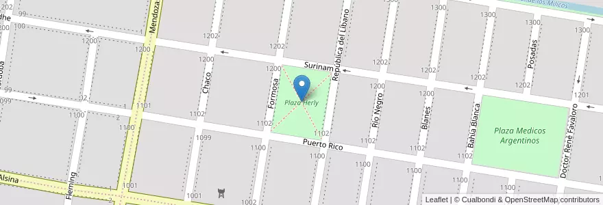 Mapa de ubicacion de Plaza Herly en الأرجنتين, ريو نيغرو, General Roca, Departamento General Roca, General Roca.