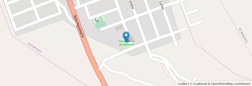 Mapa de ubicacion de Plaza Héroes de Malvinas en Аргентина, Жужуй, Departamento Humahuaca, Municipio De Humahuaca, Humahuaca.
