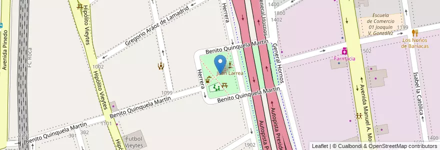 Mapa de ubicacion de Plaza Herrera, Barracas en アルゼンチン, Ciudad Autónoma De Buenos Aires, Comuna 4, ブエノスアイレス.