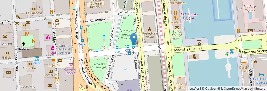 Mapa de ubicacion de Plaza Hipólito Bouchard, San Nicolas en 阿根廷, Ciudad Autónoma De Buenos Aires, Comuna 1, 布宜诺斯艾利斯.
