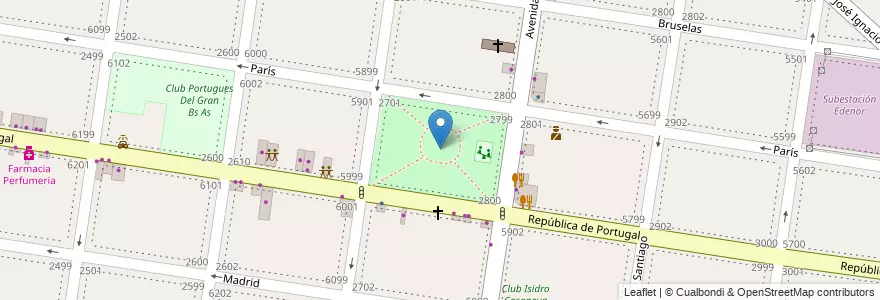 Mapa de ubicacion de Plaza Hipolito Yrigoyen en Argentine, Province De Buenos Aires, Partido De La Matanza, Isidro Casanova.