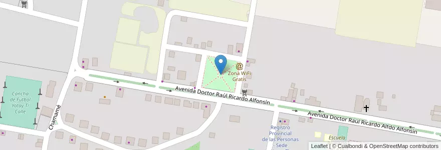 Mapa de ubicacion de Plaza Hipólito Yrigoyen en Argentine, Corrientes, Departamento Lavalle, Municipio De Yatay Tí Calle, Yatay Tí Calle.