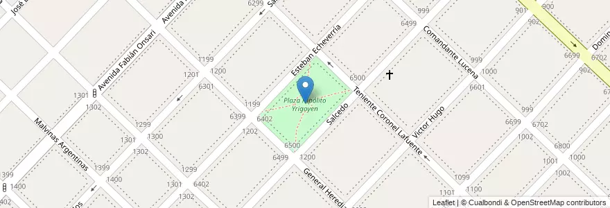 Mapa de ubicacion de Plaza Hipólito Yrigoyen en 阿根廷, 布宜诺斯艾利斯省, Partido De Avellaneda, Wilde.