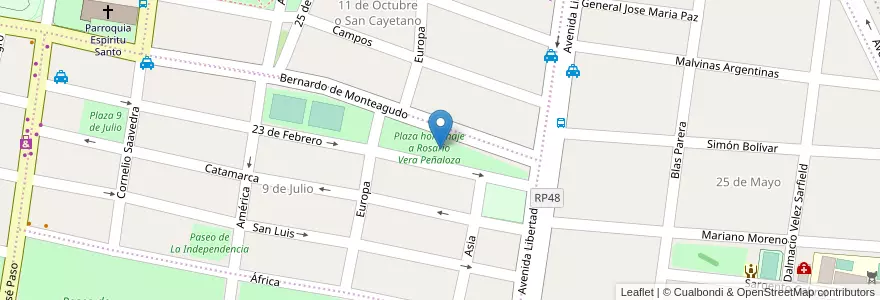 Mapa de ubicacion de Plaza homenaje a Rosario Vera Peñaloza en Argentina, Jujuy, Departamento Palpalá, Municipio De Palpalá.