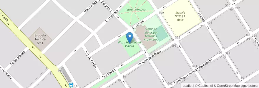 Mapa de ubicacion de Plaza Hormiguita Viajera en Аргентина, Буэнос-Айрес, Partido De Daireaux, Daireaux.