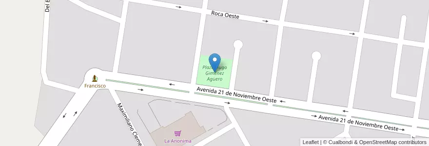 Mapa de ubicacion de Plaza Hugo Giménez Agüero en Argentina, Chile, Santa Cruz, Corpen Aike, Comandante Luis Piedrabuena, Comandante Luis Piedrabuena.