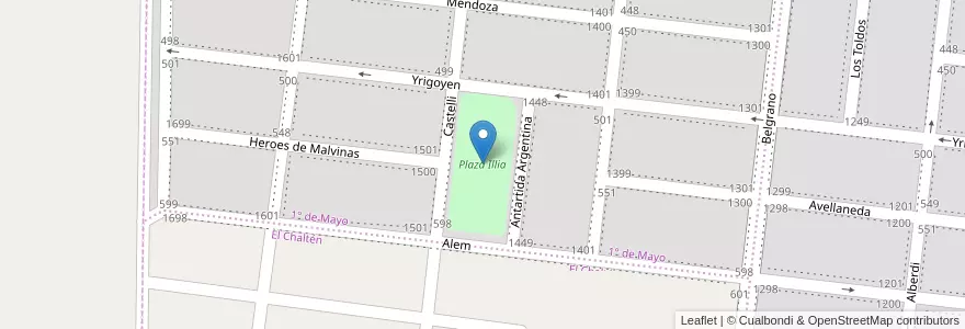 Mapa de ubicacion de Plaza Illia en 아르헨티나, 칠레, 산타크루스주, Las Heras, Deseado, Las Heras.