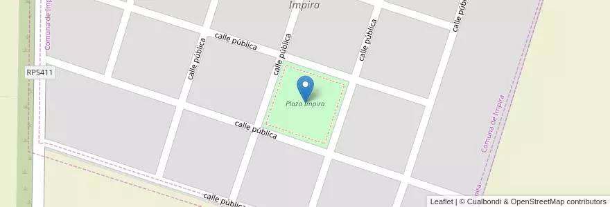 Mapa de ubicacion de Plaza Impira en Arjantin, Córdoba, Departamento Río Segundo, Pedanía Impira, Comuna De Impira, Impira.