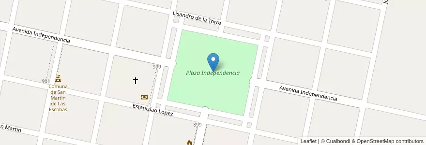 Mapa de ubicacion de Plaza Independencia en 阿根廷, Santa Fe, Departamento San Martín, Municipio De San Martín De Las Escobas.