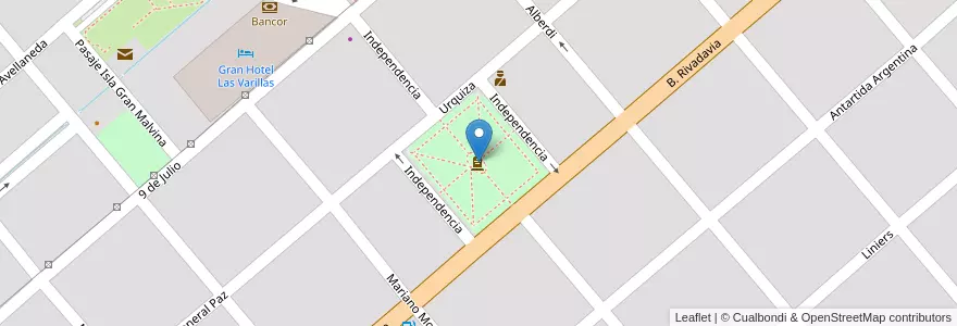 Mapa de ubicacion de Plaza Independencia en Argentine, Córdoba, Departamento San Justo, Pedanía Sacanta, Municipio De Las Varillas, Las Varillas.