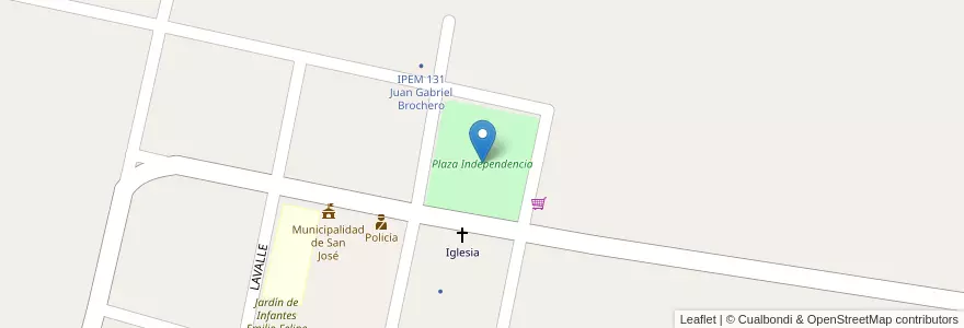 Mapa de ubicacion de Plaza Independencia en 아르헨티나, Córdoba, Departamento San Javier, Pedanía Dolores, Comuna De San José.