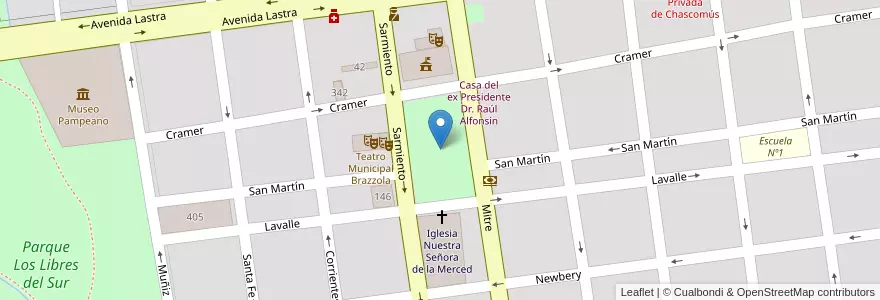 Mapa de ubicacion de Plaza Independencia en 阿根廷, 布宜诺斯艾利斯省, Partido De Chascomús.