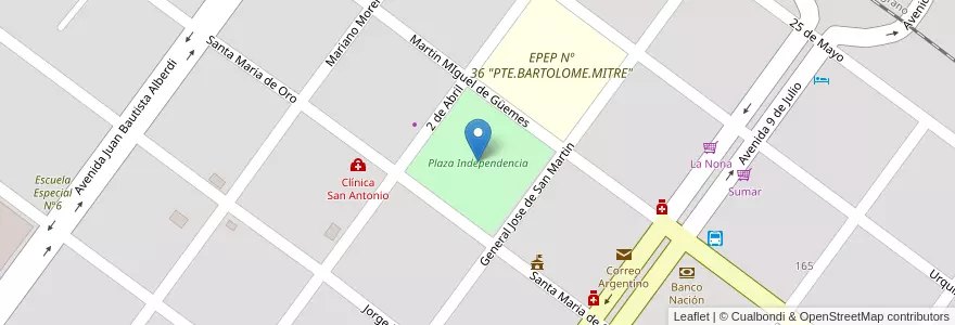 Mapa de ubicacion de Plaza Independencia en Argentinië, Formosa, Departamento Pirané, Municipio De Pirané, Pirané.