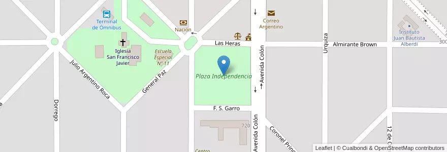 Mapa de ubicacion de Plaza Independencia en الأرجنتين, La Pampa, Departamento Guatraché, Municipio De Guatraché.