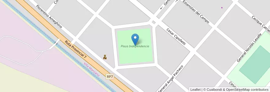 Mapa de ubicacion de Plaza Independencia en Argentinië, Chili, Río Negro, Municipio De Campo Grande, Departamento General Roca, Villa Manzano.
