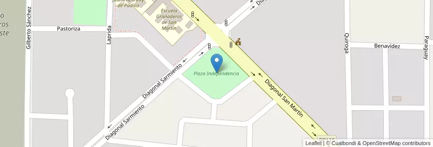 Mapa de ubicacion de Plaza Independencia en Arjantin, San Juan, Şili, 9 De Julio.