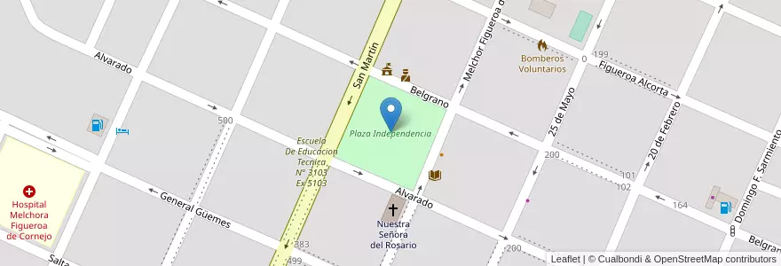Mapa de ubicacion de Plaza Independencia en الأرجنتين, Salta, Rosario De La Frontera, Municipio De Rosario De La Frontera, Rosario De La Frontera.