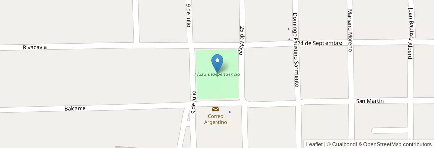 Mapa de ubicacion de Plaza Independencia en アルゼンチン, トゥクマン州, Departamento Graneros, Municipio De Graneros.