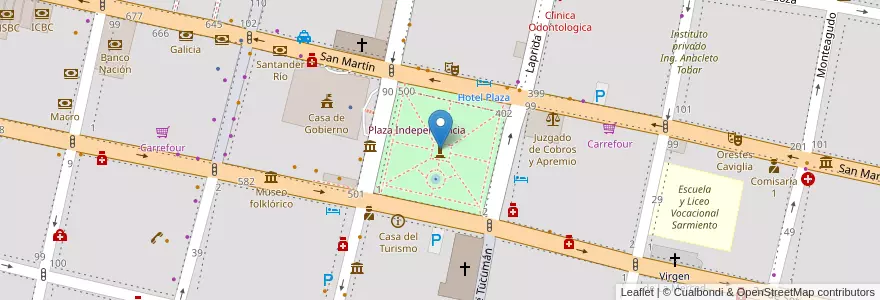 Mapa de ubicacion de Plaza Independencia en 阿根廷, Tucumán, San Miguel De Tucumán, Departamento Capital, San Miguel De Tucumán.
