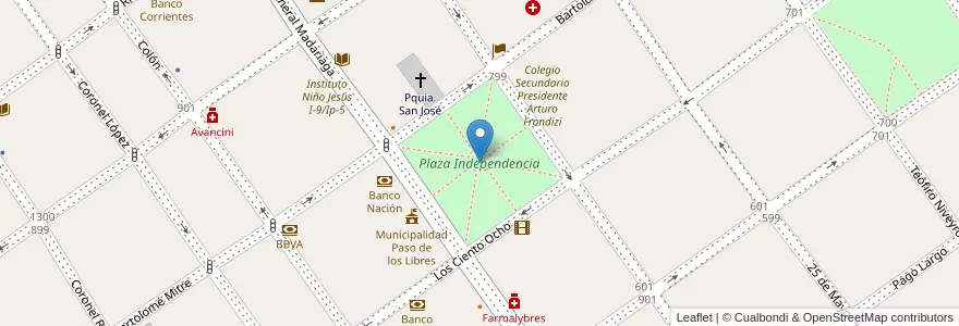 Mapa de ubicacion de Plaza Independencia en Argentinien, Corrientes, Departamento Paso De Los Libres, Municipio De Paso De Los Libres.
