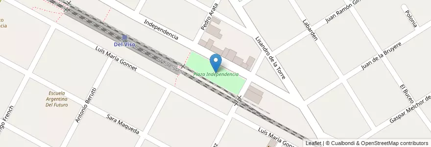 Mapa de ubicacion de Plaza Independencia en アルゼンチン, ブエノスアイレス州, Partido Del Pilar, Del Viso.