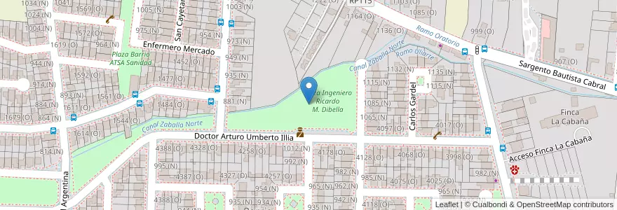 Mapa de ubicacion de Plaza Ingeniero Ricardo M. Dibella en Argentinien, San Juan, Chile, Rivadavia.