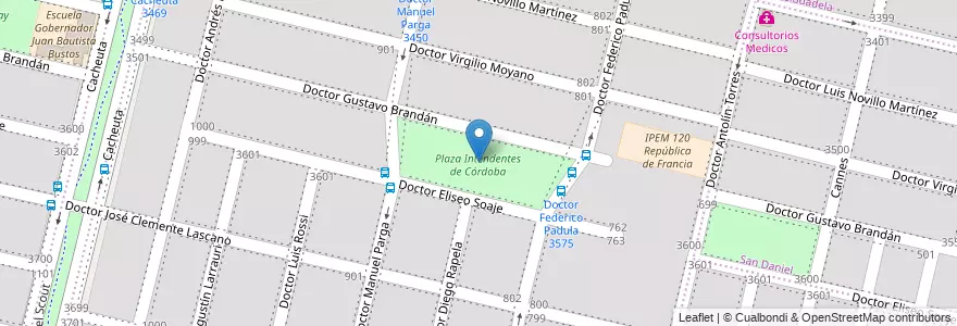 Mapa de ubicacion de Plaza Intendentes de Córdoba en Argentina, Córdoba, Departamento Capital, Pedanía Capital, Cordoba, Municipio De Córdoba.