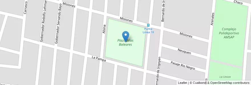 Mapa de ubicacion de Plaza Islas Baleares en الأرجنتين, سانتا في, إدارة العاصمة, سانتا في العاصمة, سانتا في.