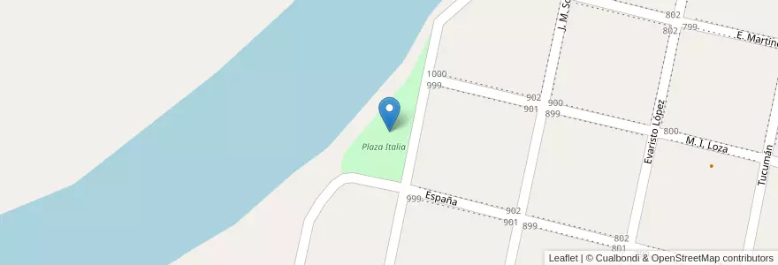 Mapa de ubicacion de Plaza Italia en 아르헨티나, Corrientes, Departamento Goya, Municipio De Goya.
