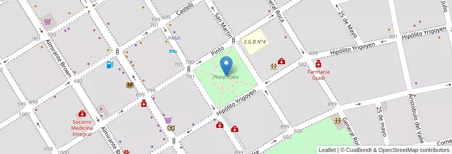 Mapa de ubicacion de Plaza Italia en 阿根廷, 布宜诺斯艾利斯省, Partido De Zárate.