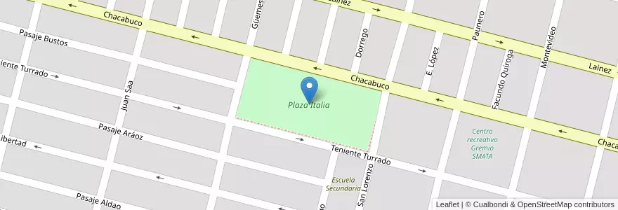 Mapa de ubicacion de Plaza Italia en Аргентина, Сан-Луис, General Pedernera, Villa Mercedes, Municipio De Villa Mercedes.