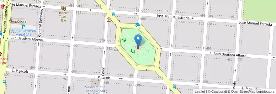 Mapa de ubicacion de Plaza Italia en Argentinië, Buenos Aires, Partido De Campana.