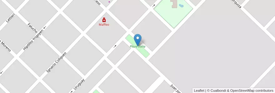 Mapa de ubicacion de Plaza Italia en Argentina, Provincia Di Buenos Aires, Partido De General Viamonte, Los Toldos.