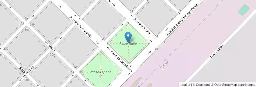 Mapa de ubicacion de Plaza Italia en Argentina, Provincia Di Buenos Aires, Partido De Bolívar, Bolívar.