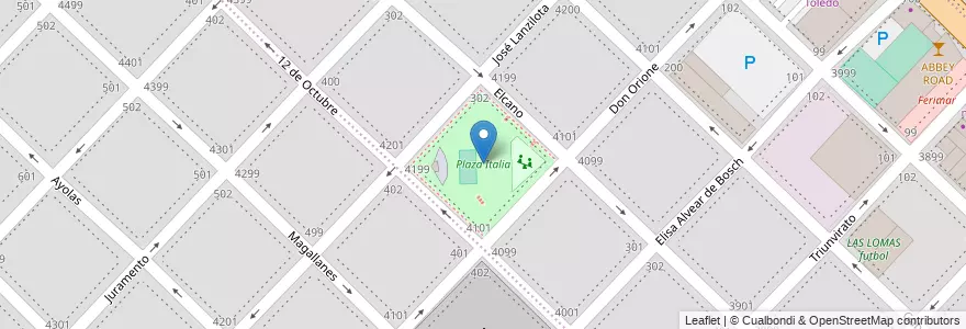 Mapa de ubicacion de Plaza Italia en Arjantin, Buenos Aires, Partido De General Pueyrredón, Mar Del Plata.